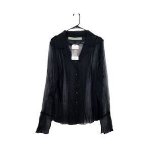 Cynthia Ashby Women's 100% Silk Vintage  Button Front Sheer Gothic Shirt - M